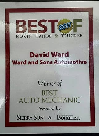 2011 award: Best Auto Mechanic · Best Of North Tahoe & Truckee