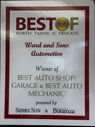 2012 award: Best Auto Shop/Garage & Best Auto Mechanic · Best Of North Tahoe & Truckee